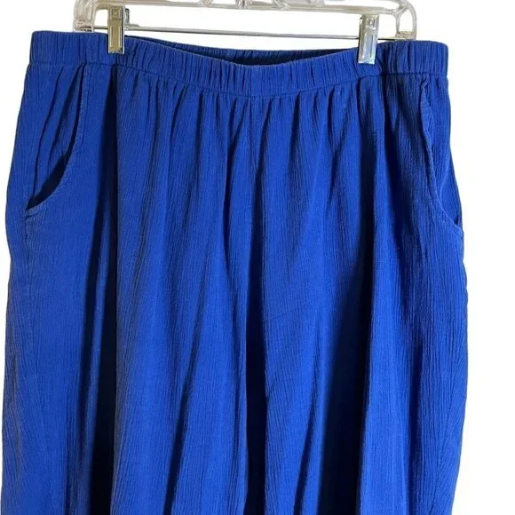 Denim & Co Women's Gauze Capri Blue Pull-On Pants with Pockets Size 1X - Picture 5 of 9